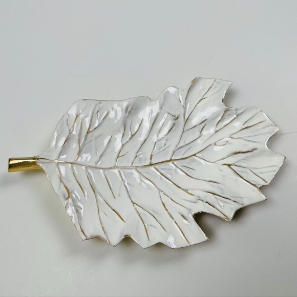 Anthropologie Loretta Leaf Serving Platter Gold - Picture 4 of 8